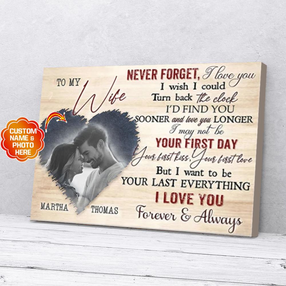 personalized gift for wife from husband canvas wall art never forget i love you 4436