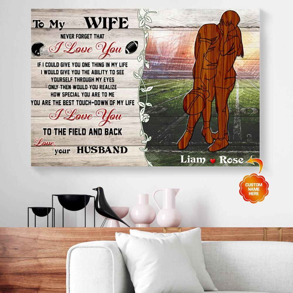 personalized gift for wife from husband football canvas wall art never forget that 5554