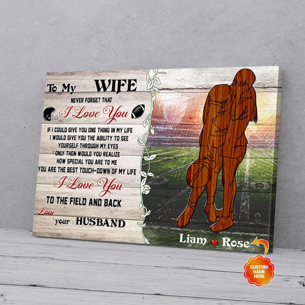 personalized gift for wife from husband football canvas wall art never forget that 6892
