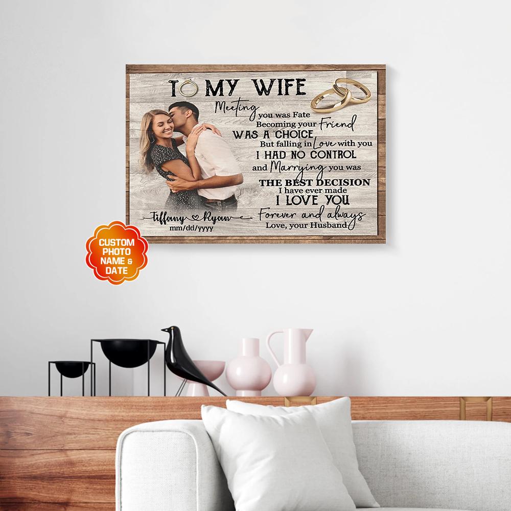 personalized gift for wife from husband rings canvas wall art meeting you was fate 6778