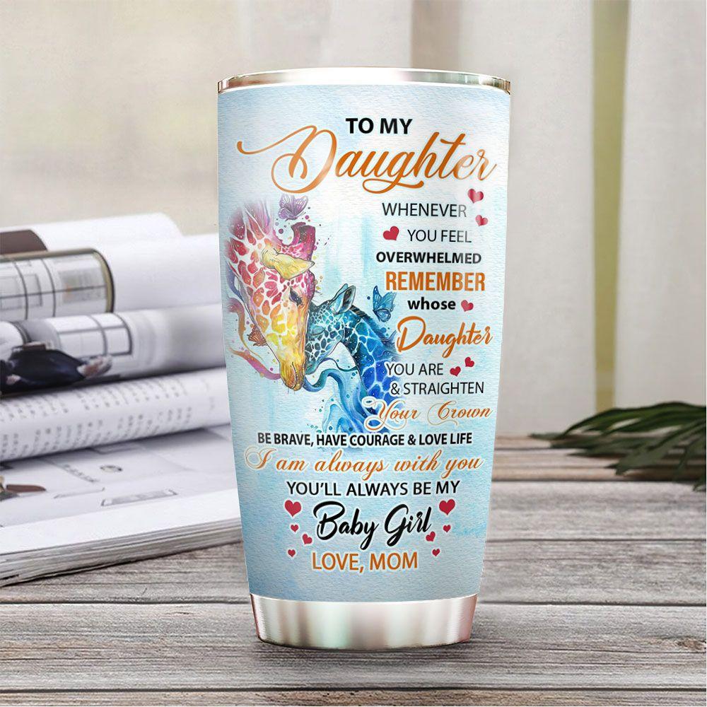 personalized giraffe mom to daughter stainless steel tumbler 8330