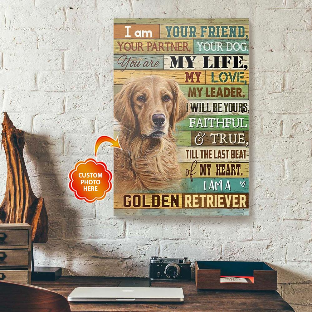 personalized golden retriever canvas wall art i am your friend your partner 5893