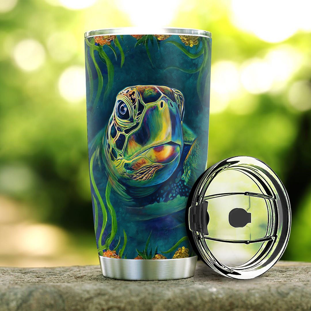 Personalized Green Turtle Stainless Steel Tumbler personalized green turtle stainless steel tumbler 6834