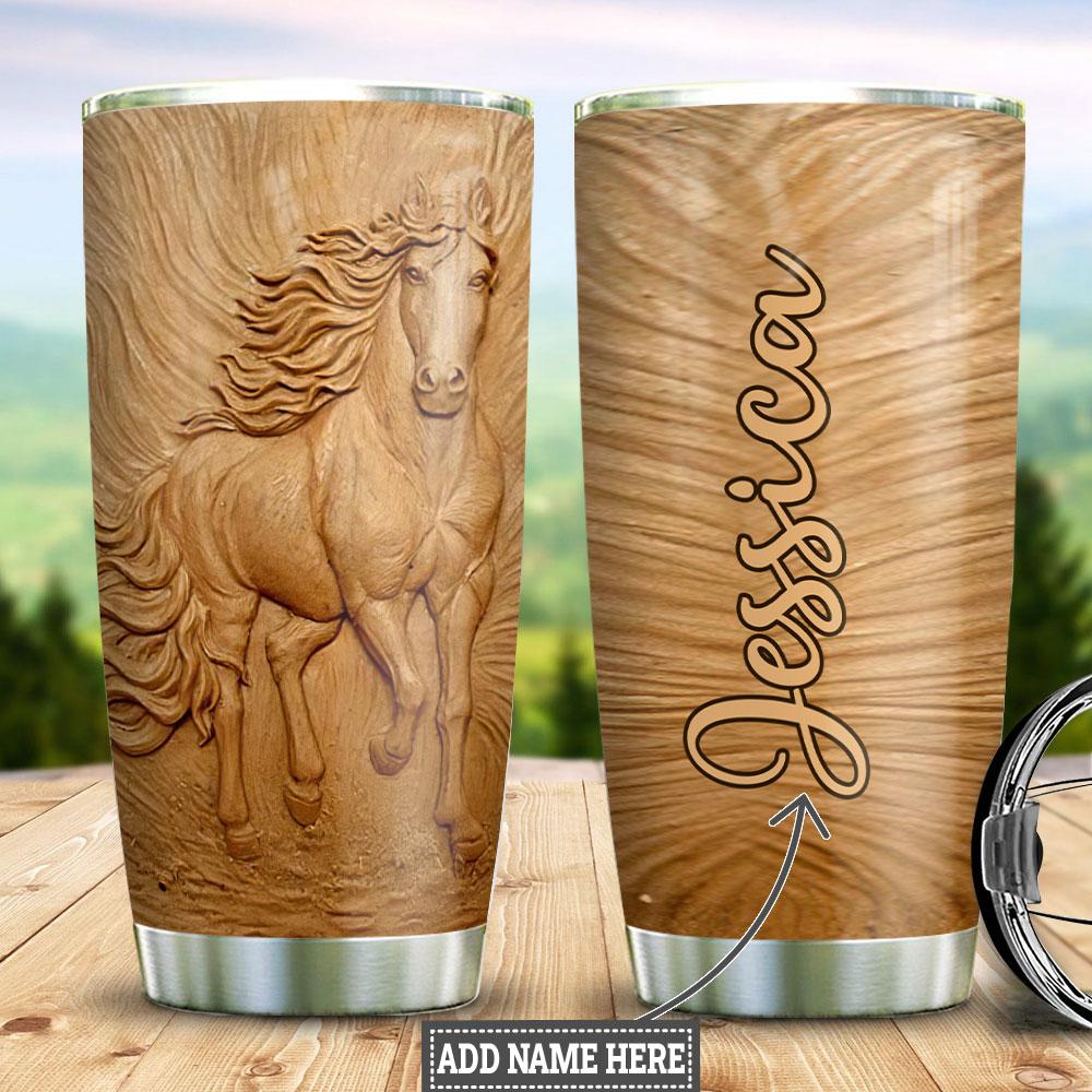 Personalized Horse Wooden Style Stainless Steel Tumbler personalized horse wooden style stainless steel tumbler 4691