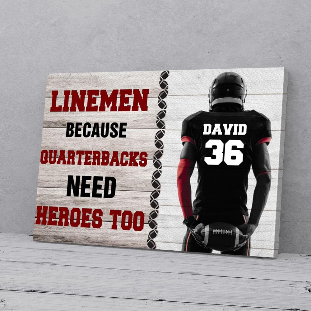 personalized lineman football canvas prints wall art decor 1142