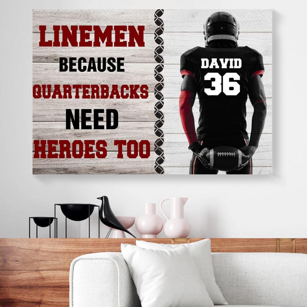 personalized lineman football canvas prints wall art decor 4077