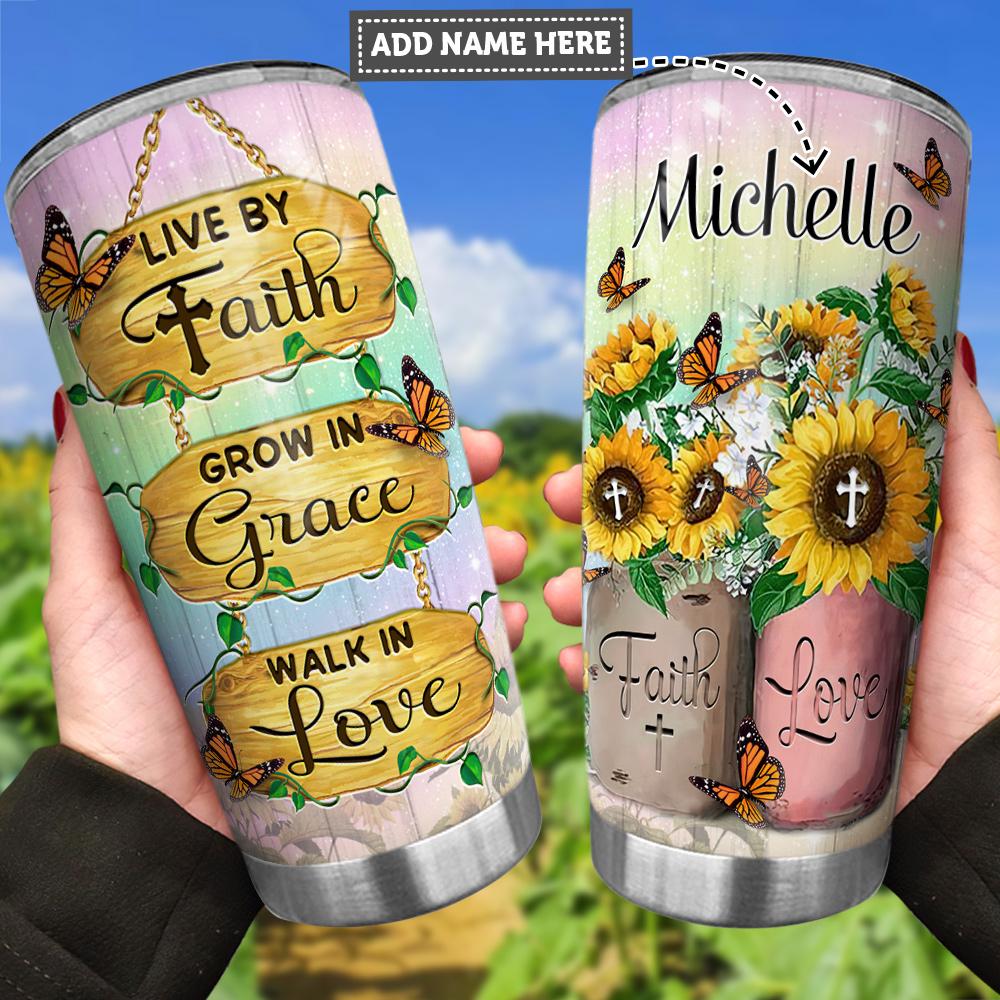 personalized live by faith ts2 tie dye fth stainless steel tumbler 8123