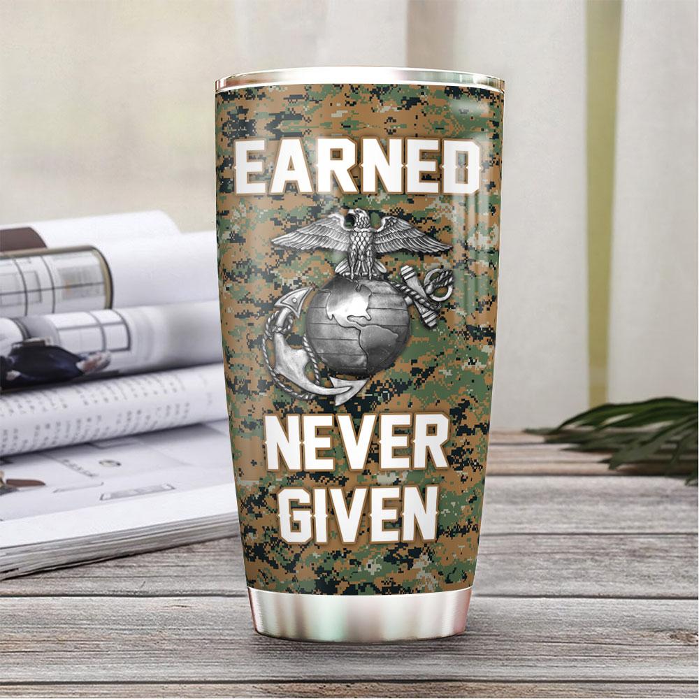 personalized marine corps earned stainless steel tumbler 7902
