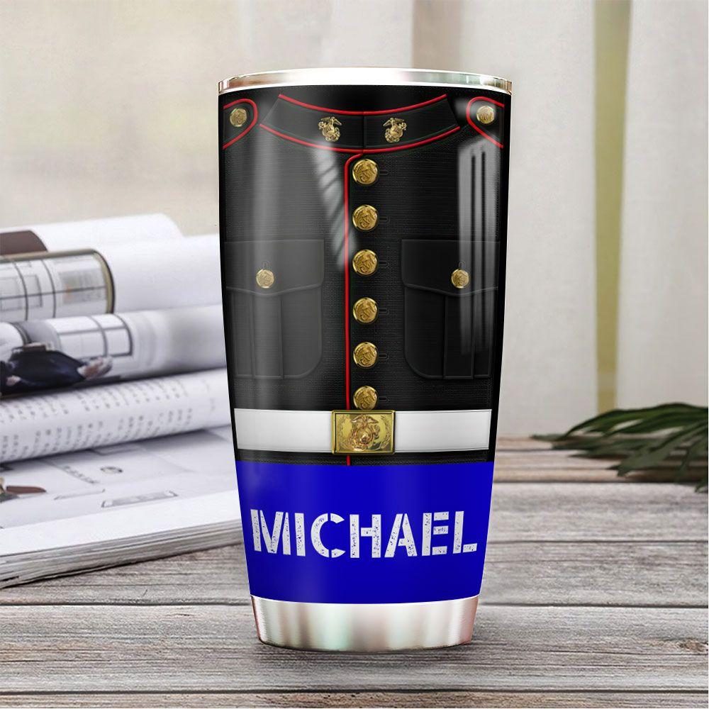 personalized marine corps uniform stainless steel tumbler 4059