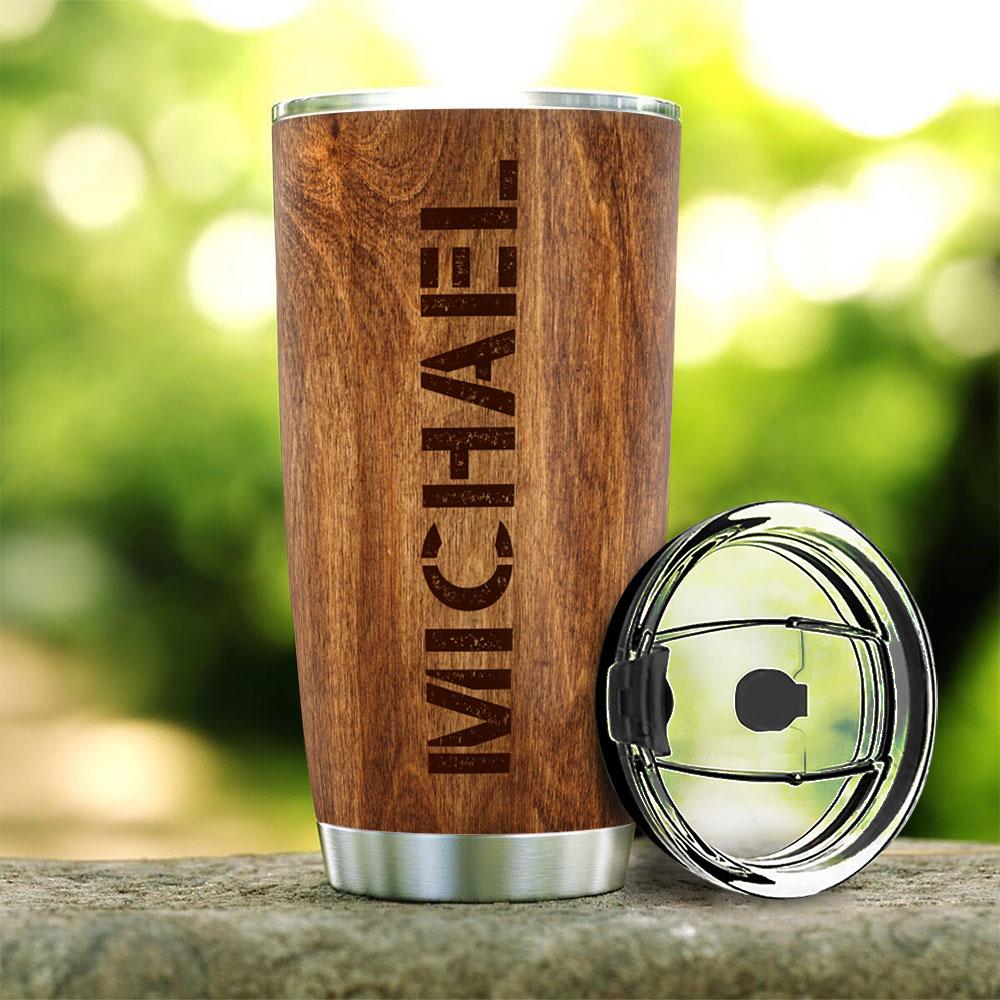 personalized marine corps wood style stainless steel tumbler 4218