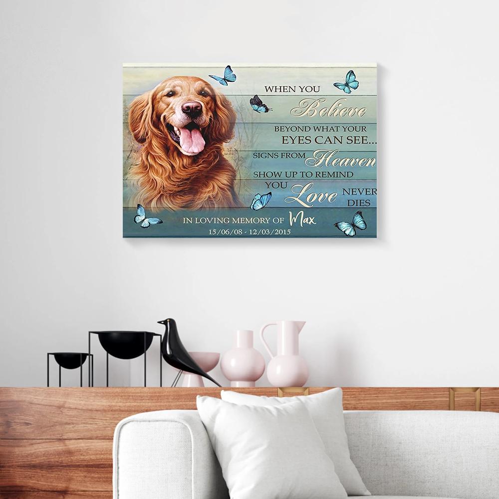 Personalized Memorial Gift Dog Butterfly Canvas Wall Art When You Believe personalized memorial gift dog butterfly canvas wall art when you believe 3760