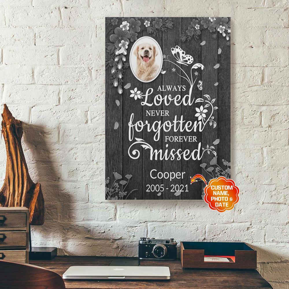 personalized memorial gift for dog canvas wall art always loved 8988