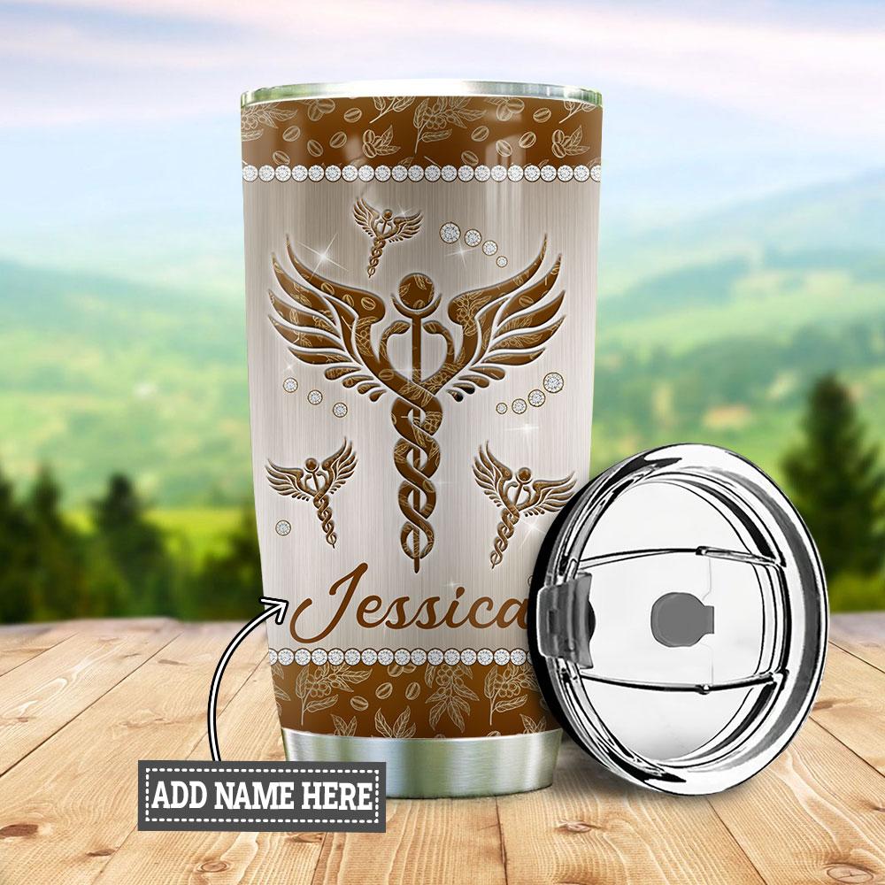 personalized nurse coffee jewelry style stainless steel tumbler 2552