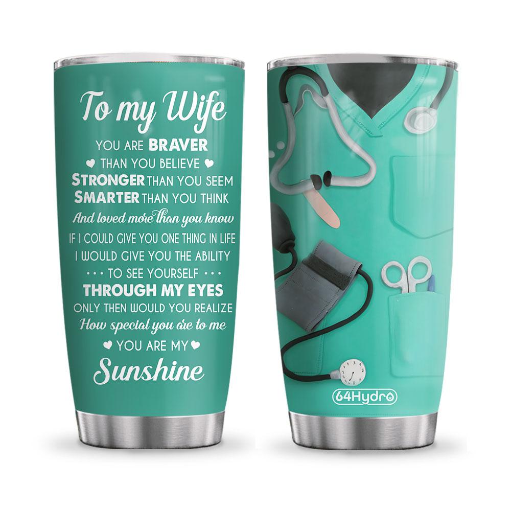 personalized nurse uniform to my wife stainless steel tumbler 3108