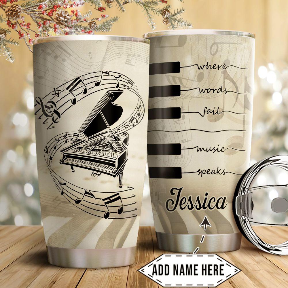 Personalized Piano Speaks Stainless Steel Tumbler personalized piano speaks stainless steel tumbler 2109