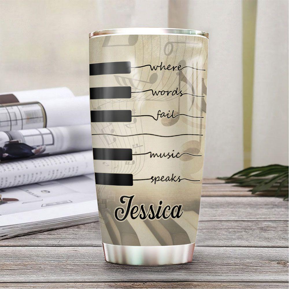 Personalized Piano Speaks Stainless Steel Tumbler personalized piano speaks stainless steel tumbler 5815
