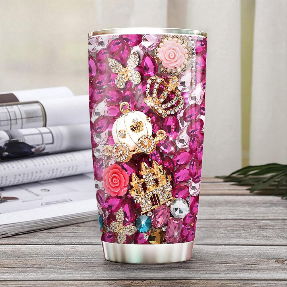 personalized princess fairy tale jewelry style stainless steel tumbler 1361