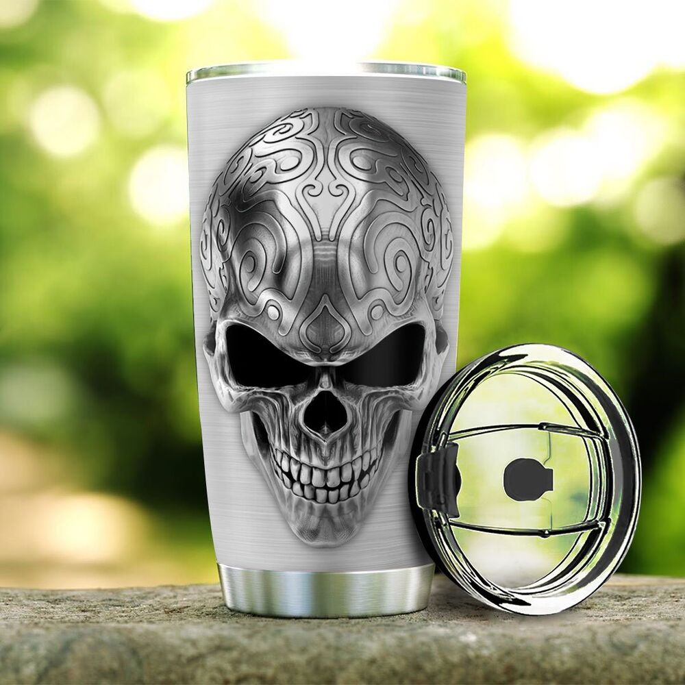 Personalized Skull Silver Style Stainless Steel Tumbler personalized skull silver style stainless steel tumbler 5897