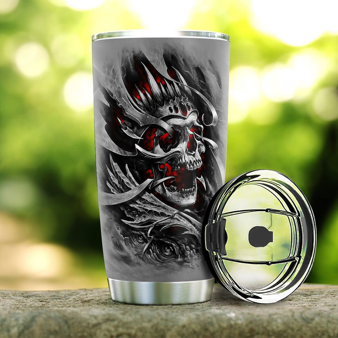 personalized skull stainless steel tumbler 3441
