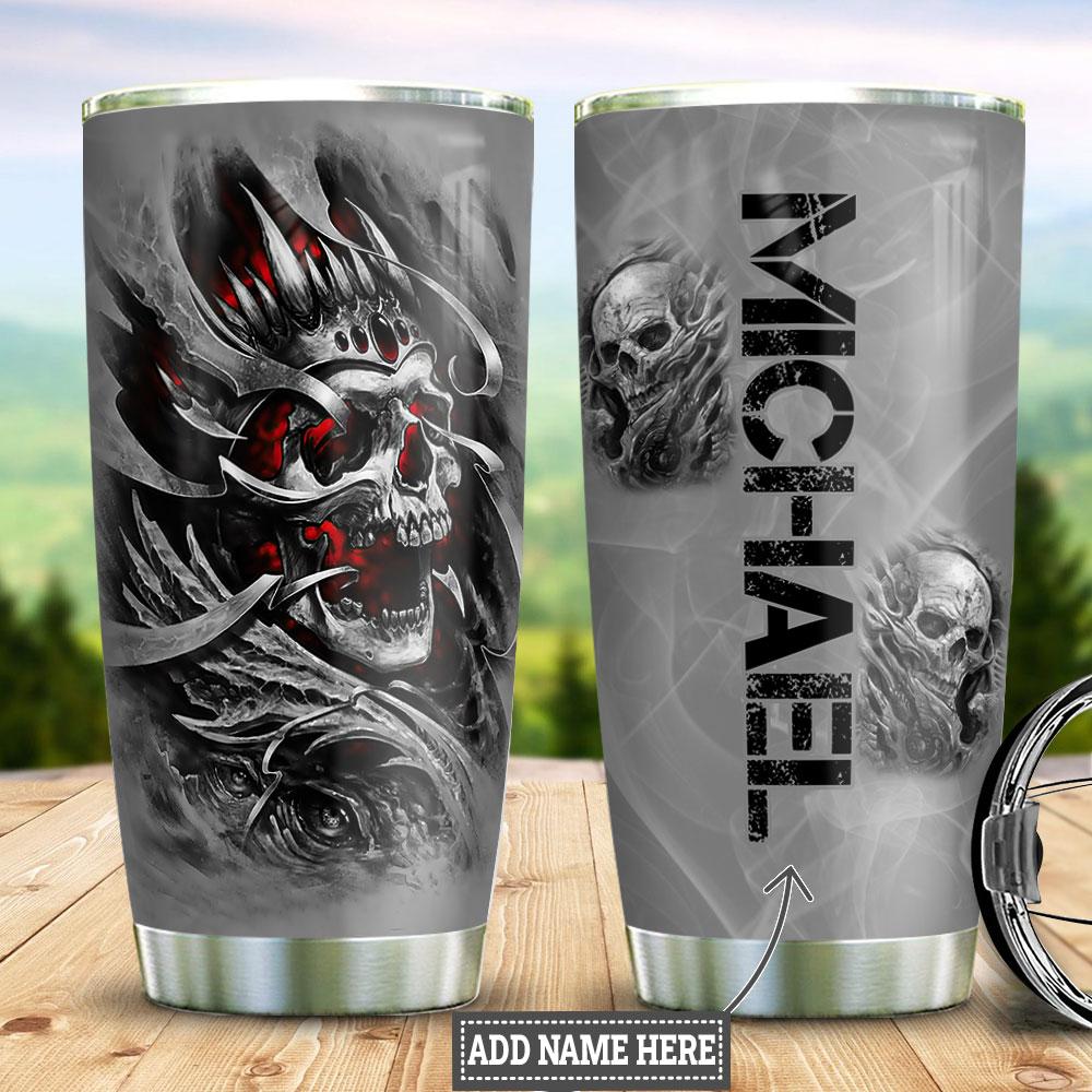 personalized skull stainless steel tumbler 5319