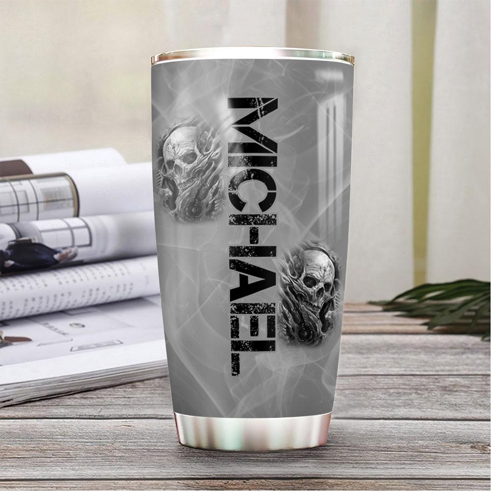 personalized skull stainless steel tumbler 7868