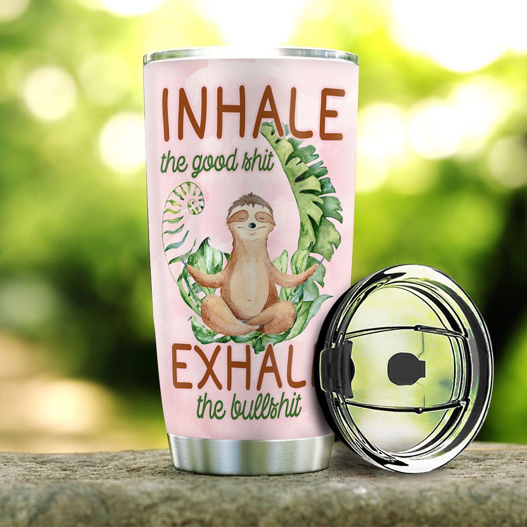 personalized sloth yoga stainless steel tumbler 2747