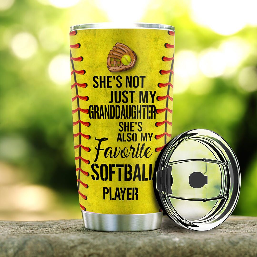 personalized softball to my granddaughter stainless steel tumbler 4039