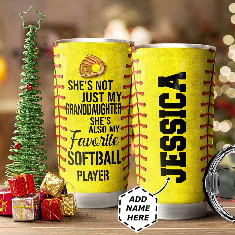 personalized softball to my granddaughter stainless steel tumbler 7476