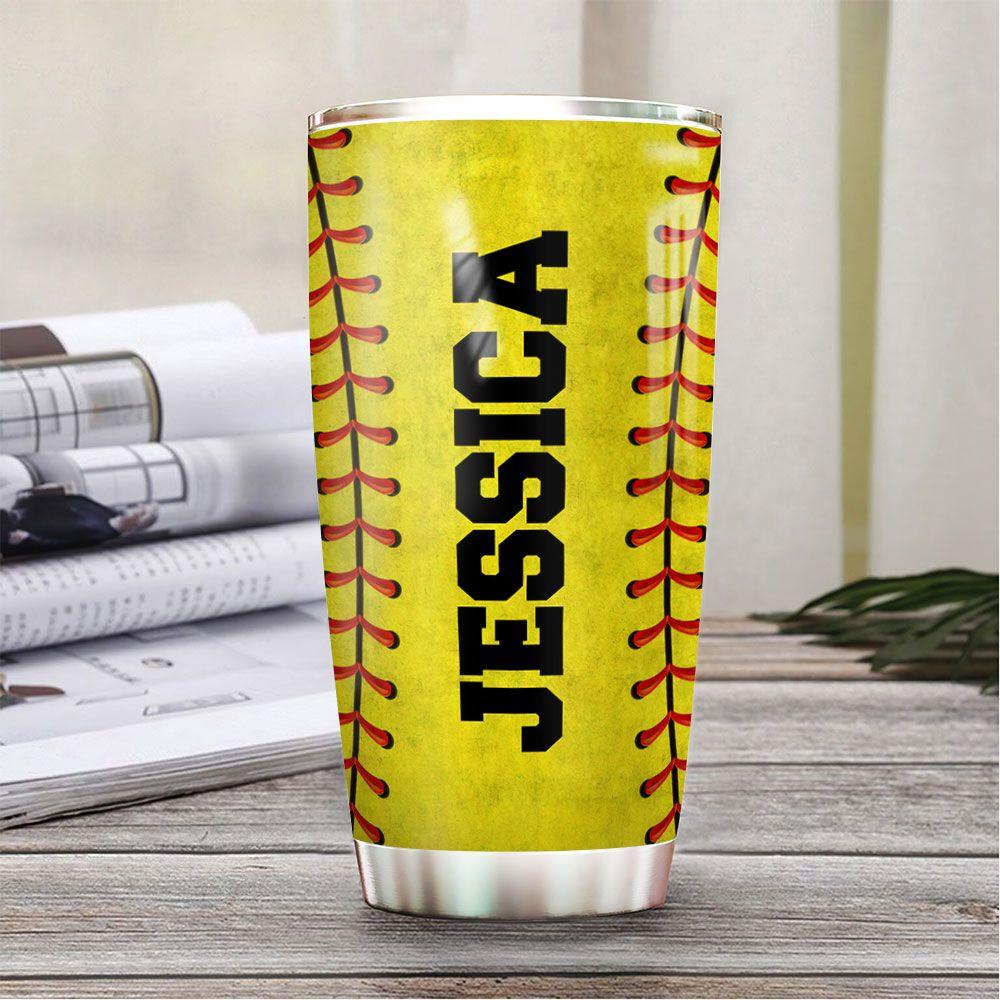 personalized softball to my granddaughter stainless steel tumbler 7974