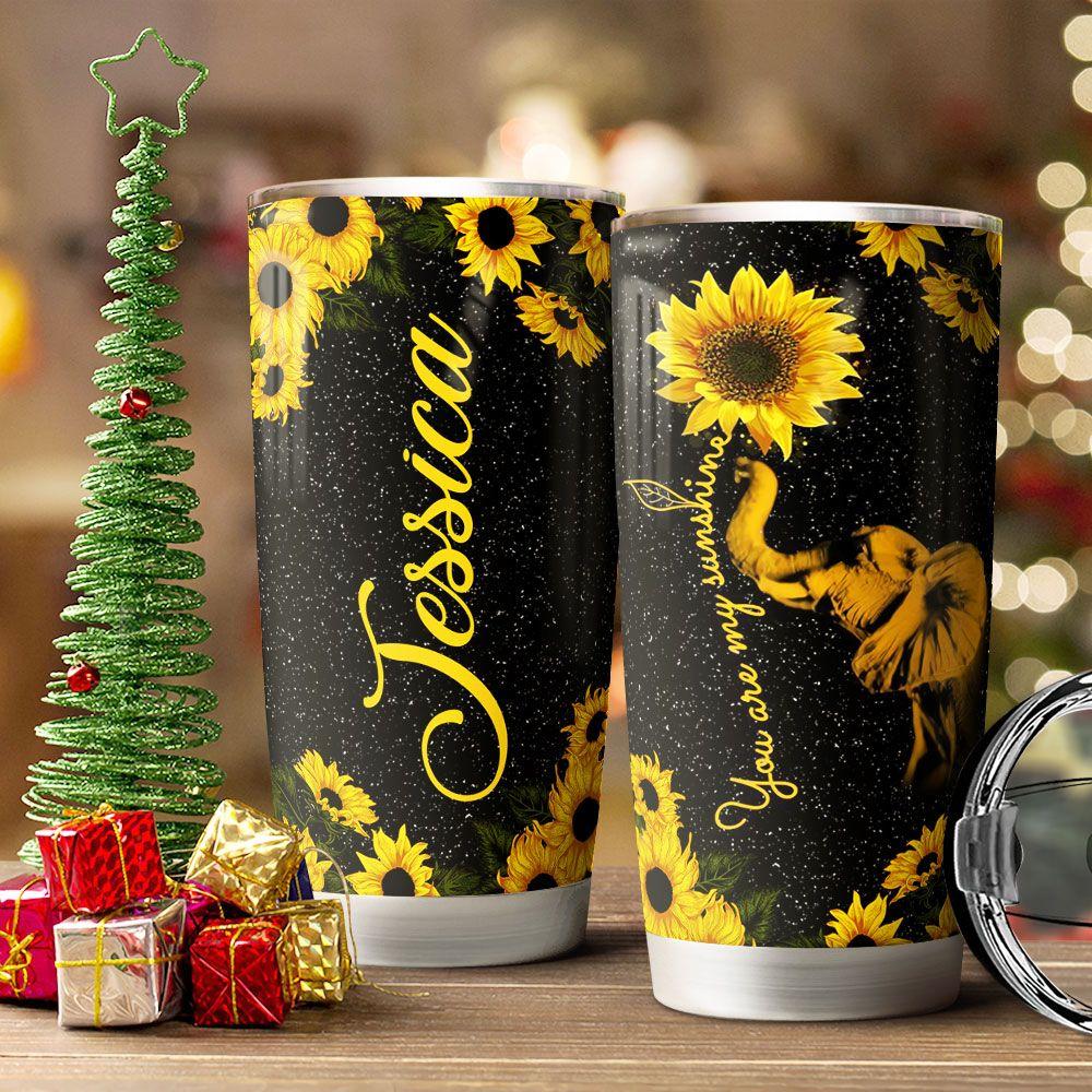 Personalized Sunflower Elephant Stainless Steel Tumbler personalized sunflower elephant stainless steel tumbler 7621