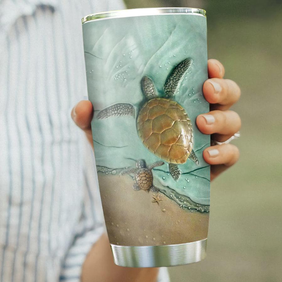 personalized turtle ceramic style stainless steel tumbler 3179