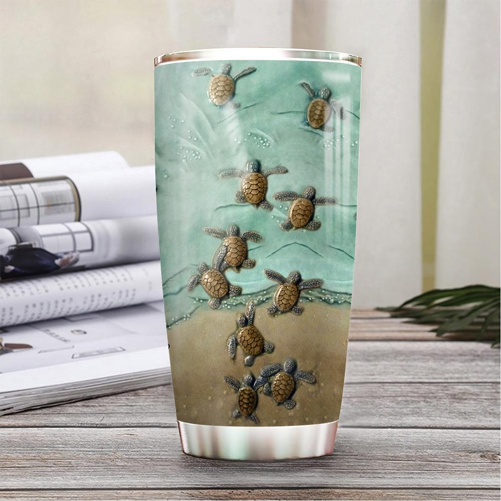 personalized turtle ceramic style stainless steel tumbler 8119