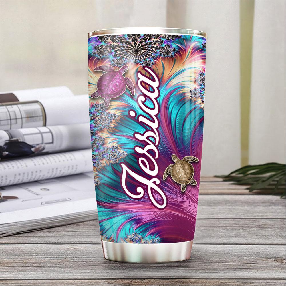 personalized turtle colorful stainless steel tumbler 8454