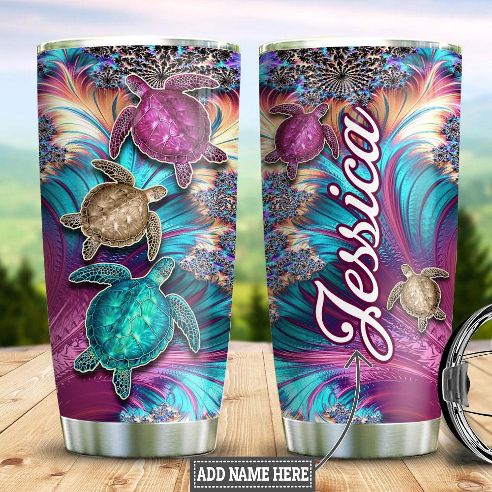 personalized turtle colorful stainless steel tumbler 8890