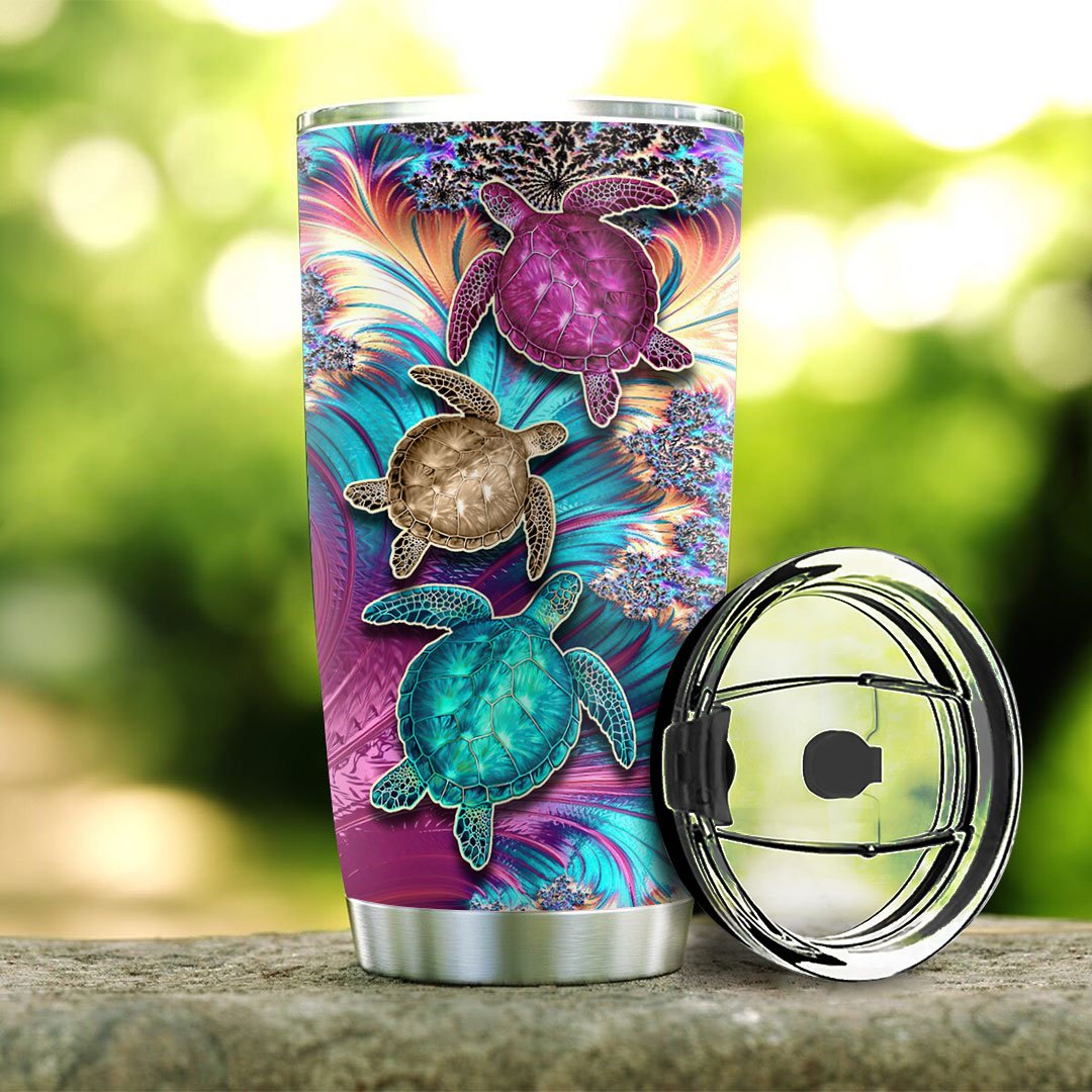 personalized turtle colorful stainless steel tumbler 8979