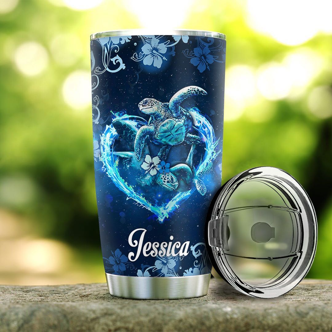 personalized turtle couple stainless steel tumbler 5167