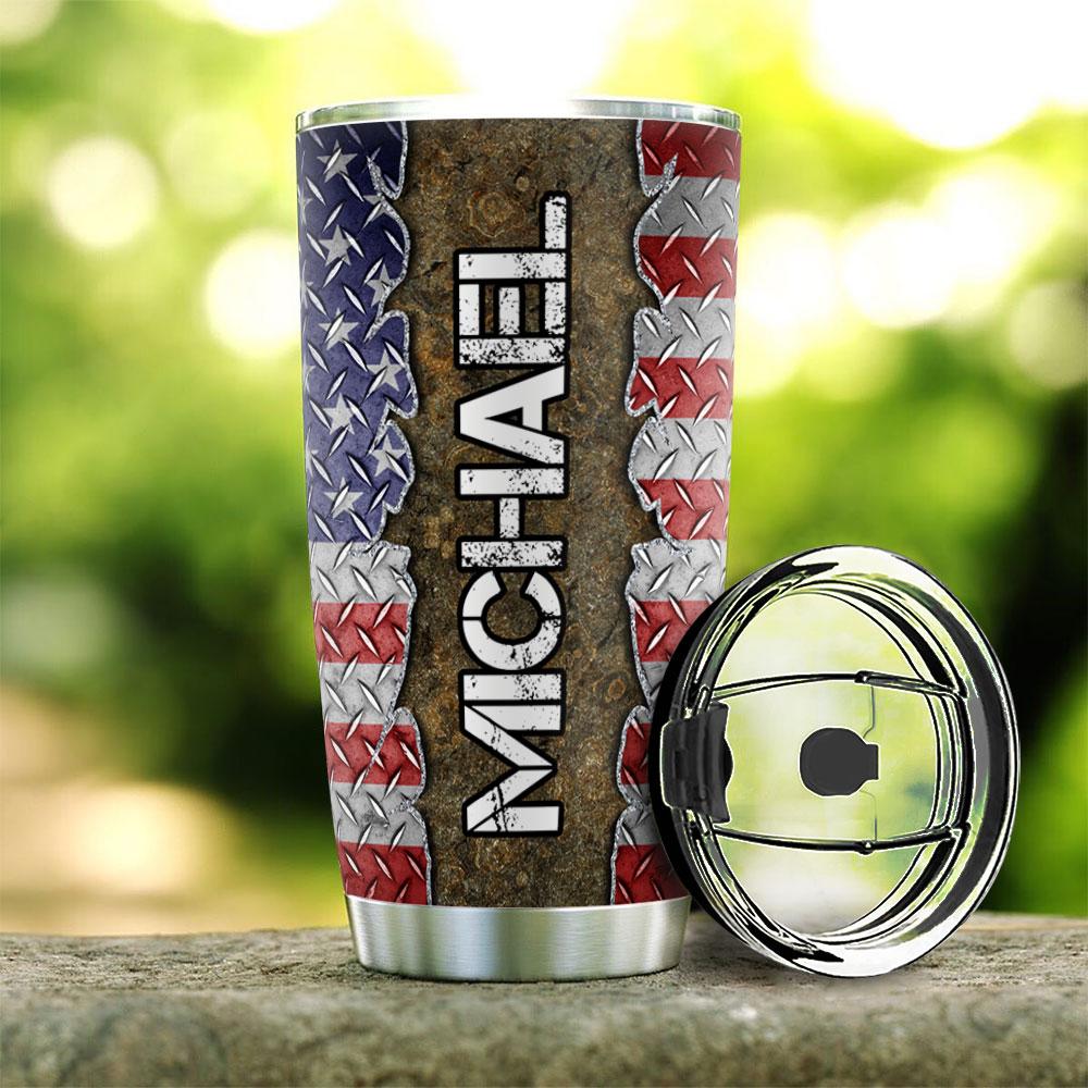 personalized us army veteran defender of freedom vet stainless steel tumbler 6697