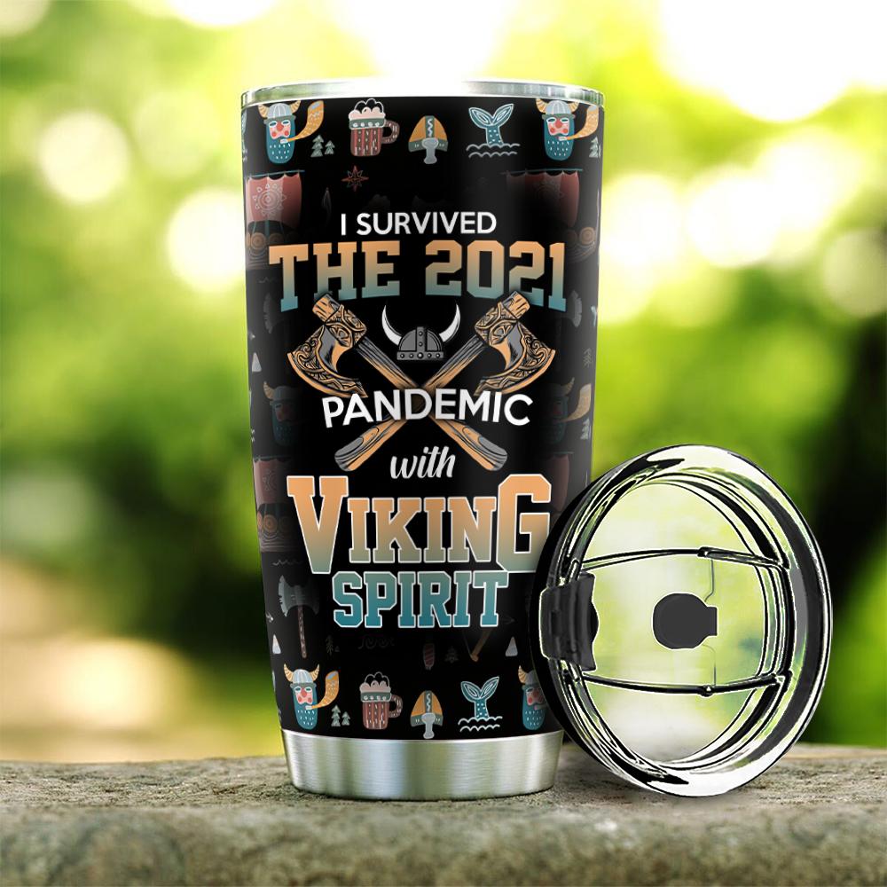 personalized viking spirit survive during pandemic colorful stainless steel tumbler 2308