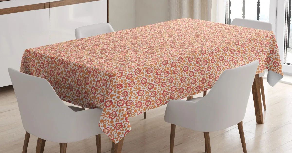 petals and leaves in pastel 3d printed tablecloth table decor 8633