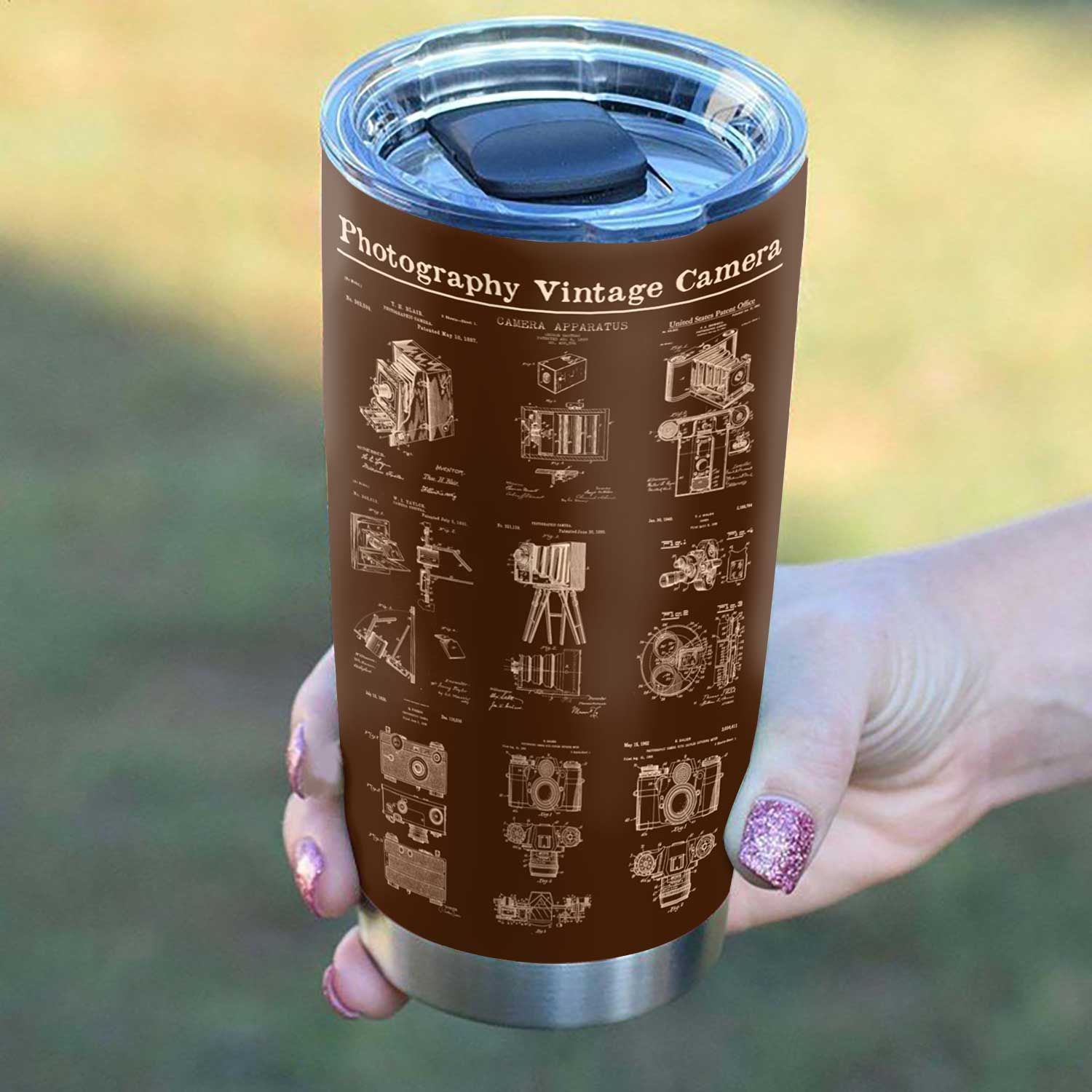 photography vintage camera stainless steel tumbler 2665