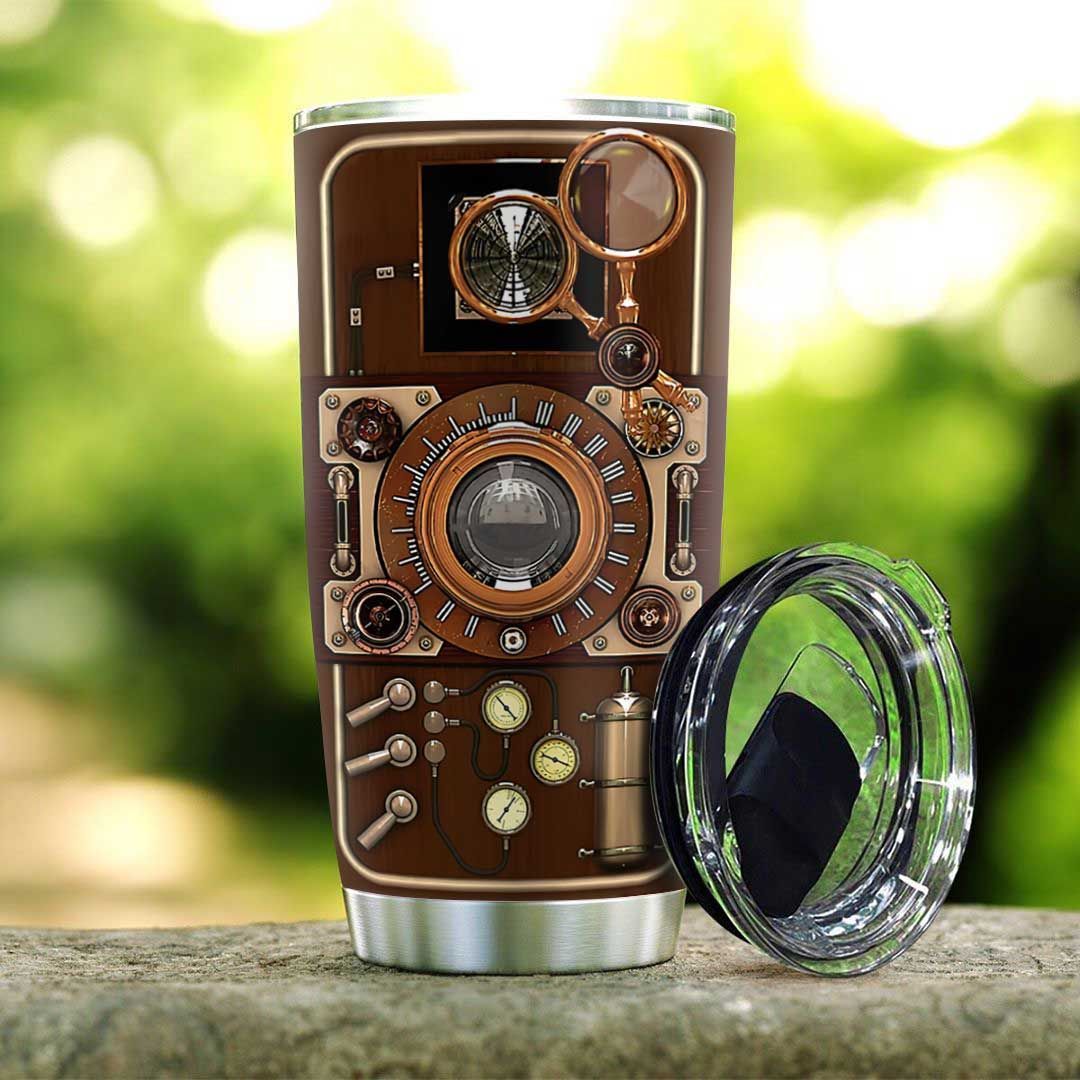 photography vintage camera stainless steel tumbler 5812
