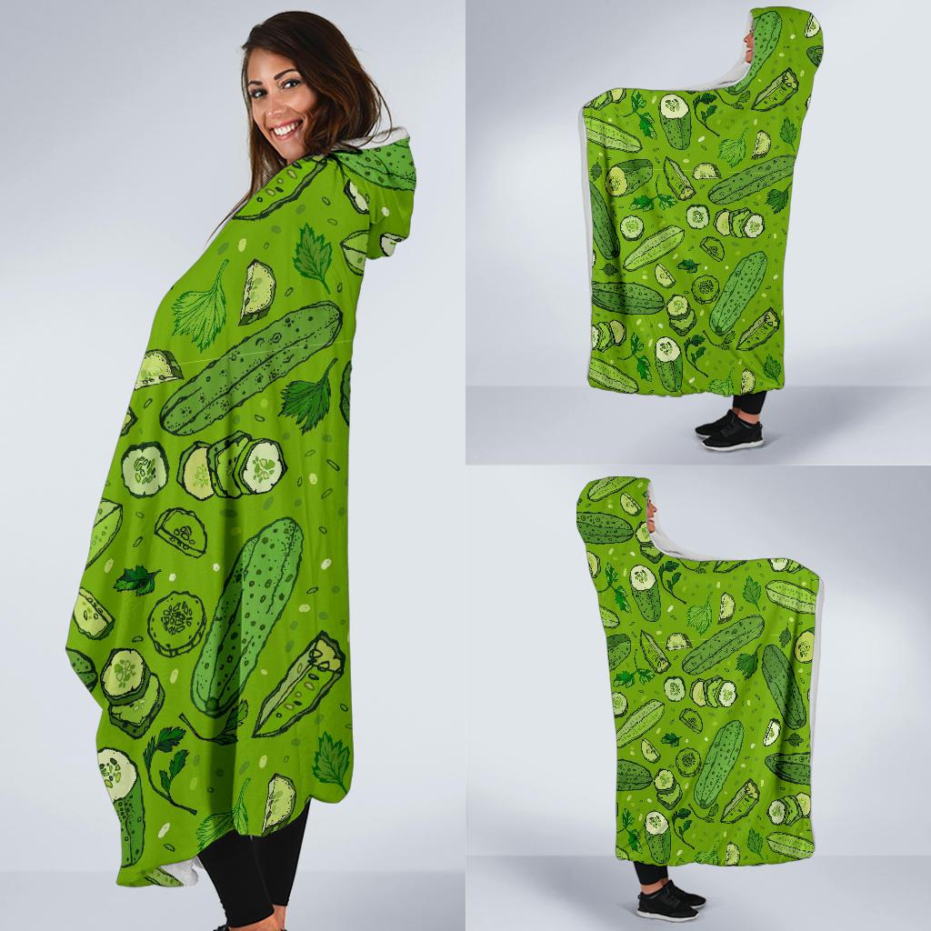 Pickle Cucumber Print Pattern Hooded Blanket Cloak Blanket pickle cucumber print pattern hooded blanket cloak blanket 1918