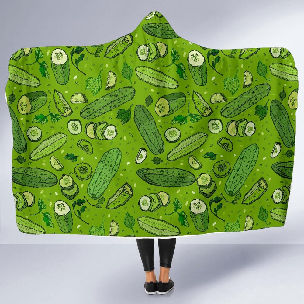 Pickle Cucumber Print Pattern Hooded Blanket Cloak Blanket pickle cucumber print pattern hooded blanket cloak blanket 4067