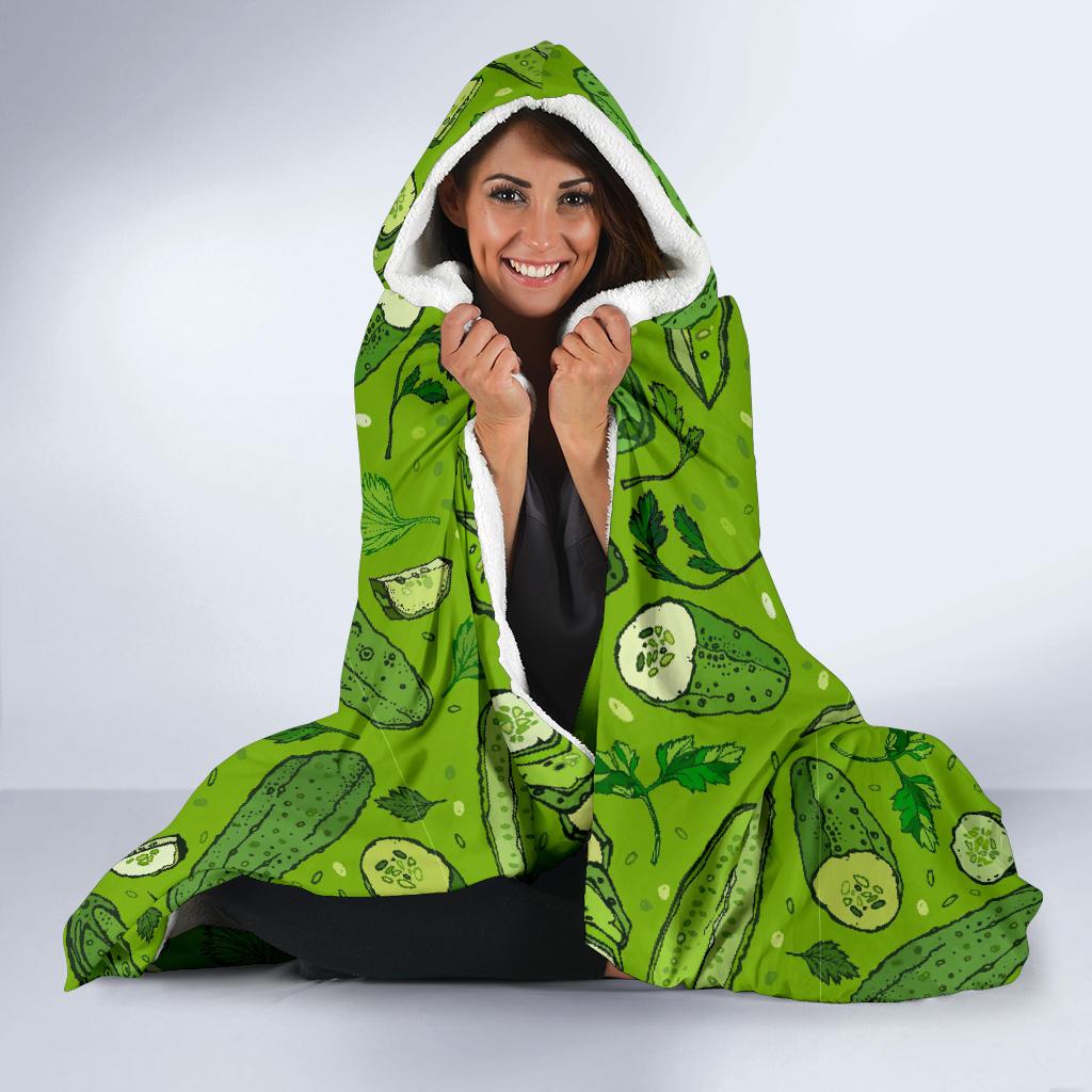 Pickle Cucumber Print Pattern Hooded Blanket Cloak Blanket pickle cucumber print pattern hooded blanket cloak blanket 4859