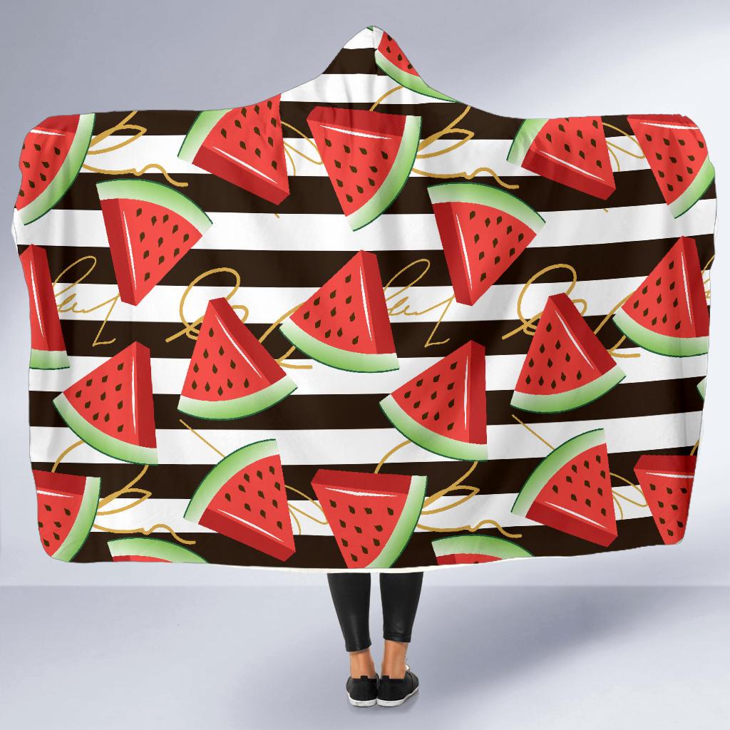 piece watermelon stripe black pattern print hooded blanket cloak blanket 4123