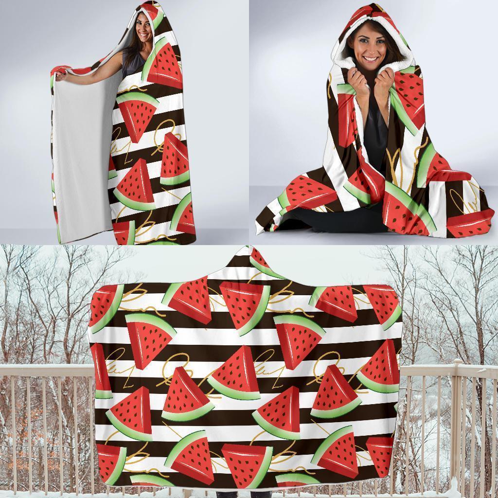 piece watermelon stripe black pattern print hooded blanket cloak blanket 7348