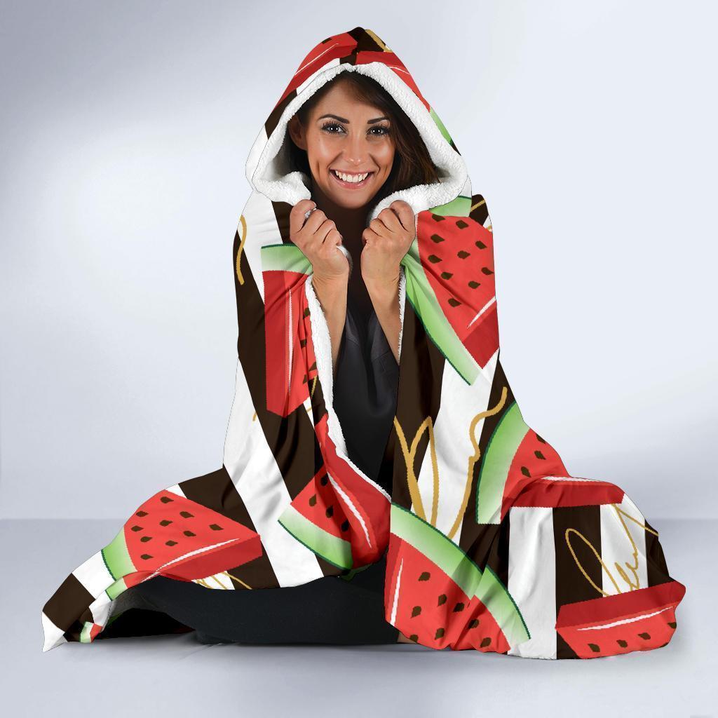 piece watermelon stripe black pattern print hooded blanket cloak blanket 8751