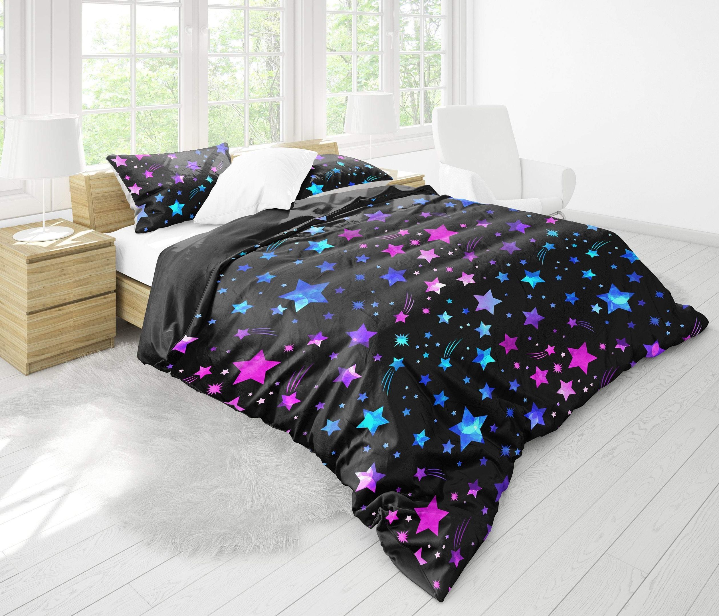 pink and purple stars bedding set bedroom decor 1014