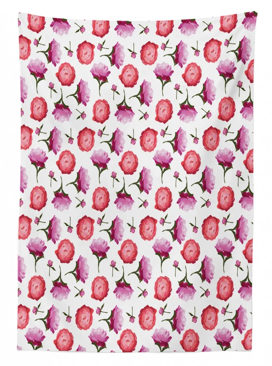 pink and violet peonies 3d printed tablecloth table decor 7946