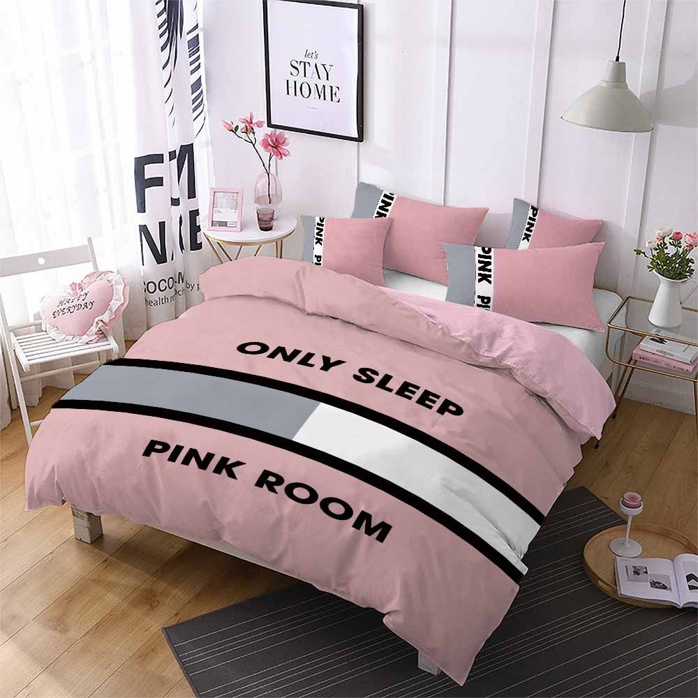 Pink Color Fashion Room Printed Bedding Set Bedroom Decor pink color fashion room printed bedding set bedroom decor 1099